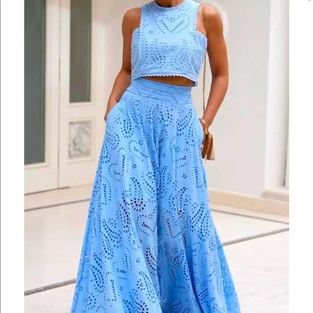New! Blue two piece eyelet maxi set!